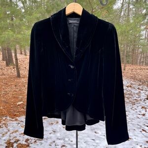 Y2K Ideology Victorian Black Silk Velvet Blazer Jacket Size S Gothic Whimsigoth